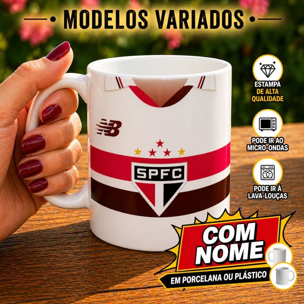 Caneca Personalizada São Paulo COM NOME ( Porcelana ou Plástico )