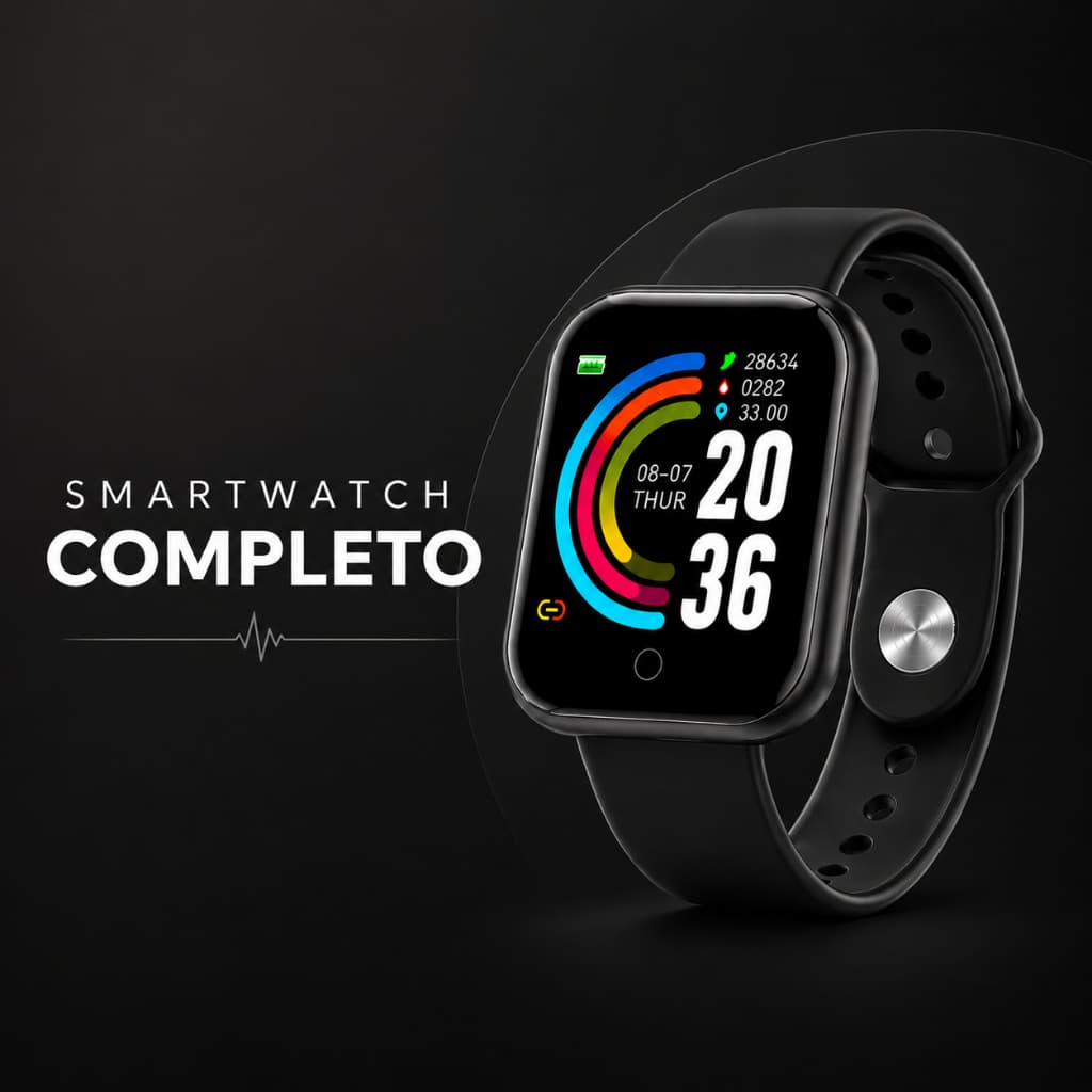 Smartwatch D20 Relógio Inteligente Bluetooth Preto Android iPhone Fitness IP67 Fitpro