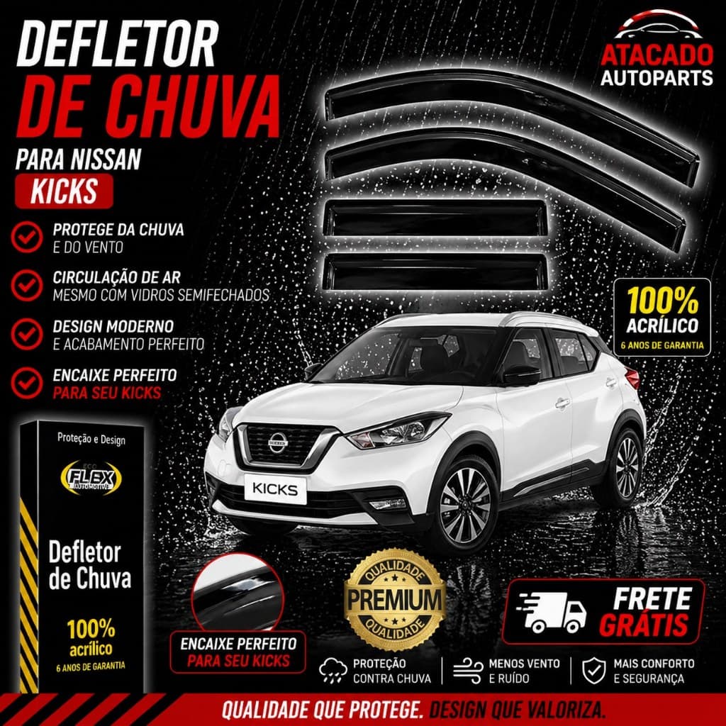 Calha De Chuva Nissan Kicks 2016 a 2025 Ecoflex Original Fume