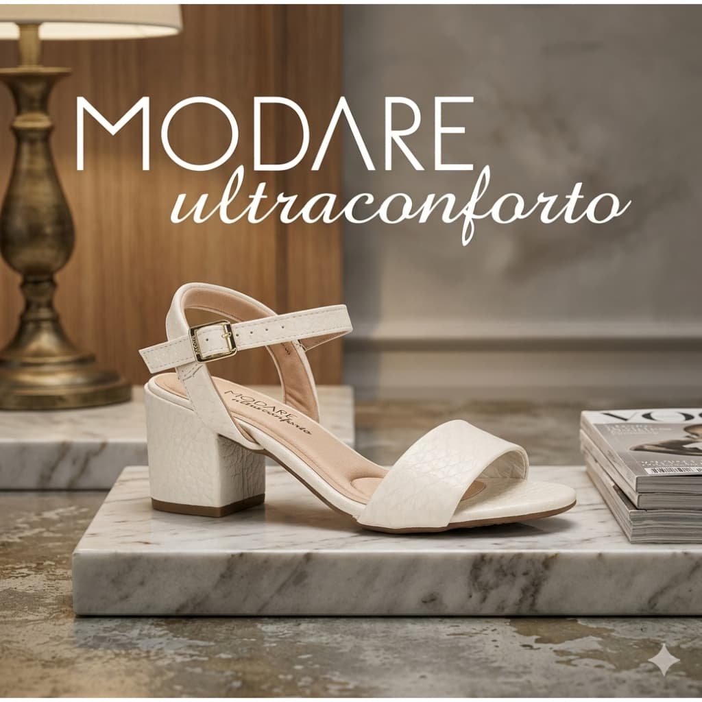SANDÁLIA MODARE  FEMININA SALTO BLOCO MÉDIO CONFORTO SOCIAL CASUAL ELEGANTE FIVELA