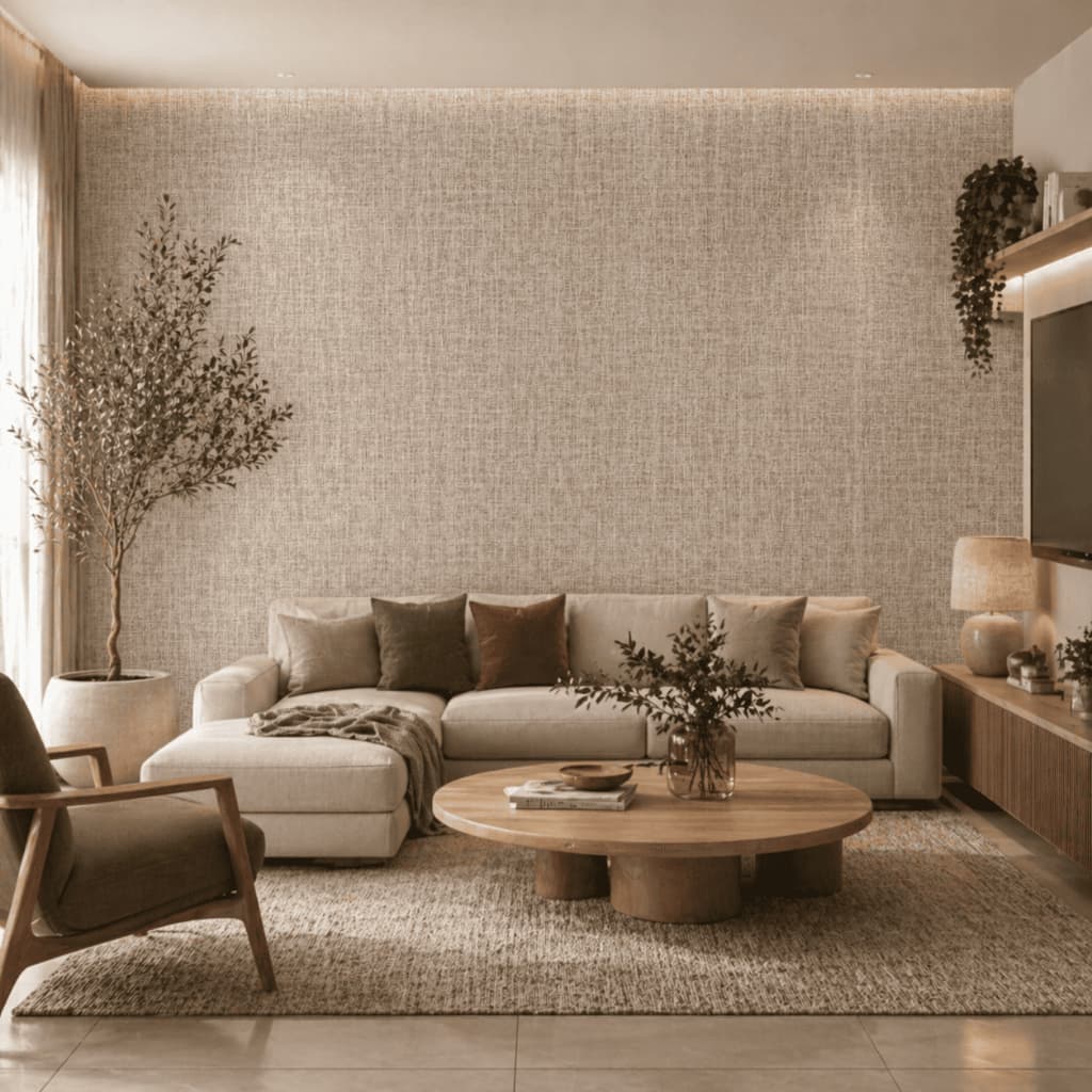 Papel de Parede Rolo 5m Decoração Linho Grosso Texturizado Autocolante Lavável Casa