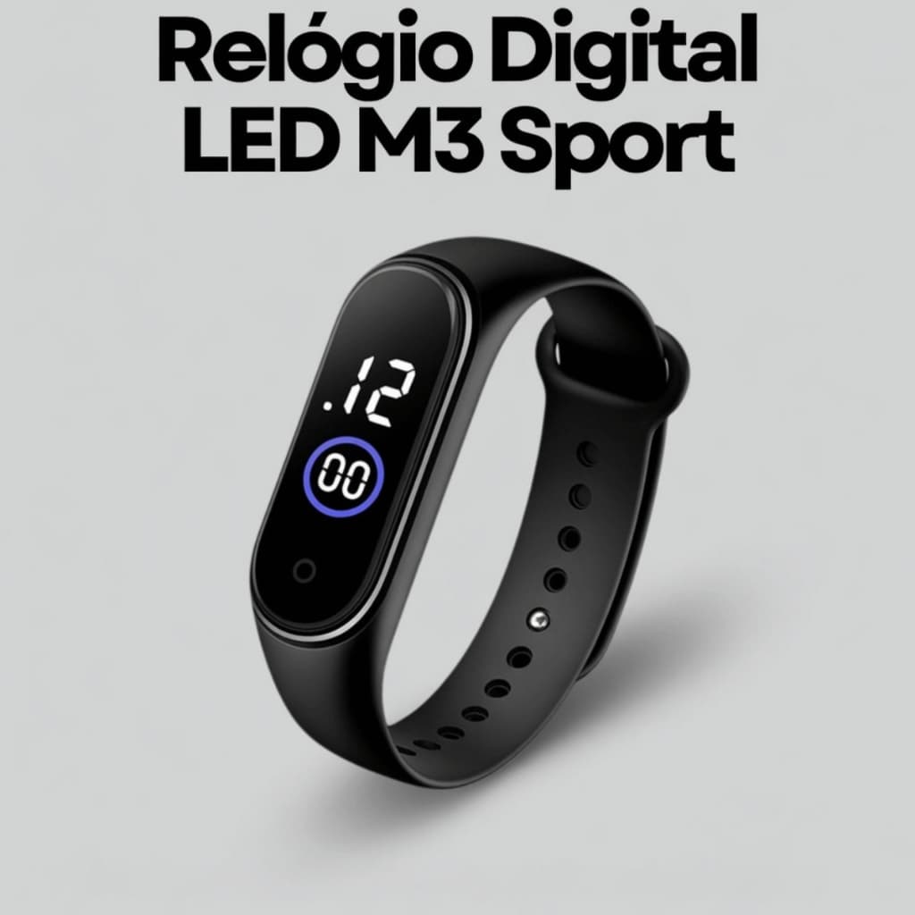 Relógio Digital LED M3 Sport – Pulseira de Silicone Ajustável – Estilo Inteligente unissex