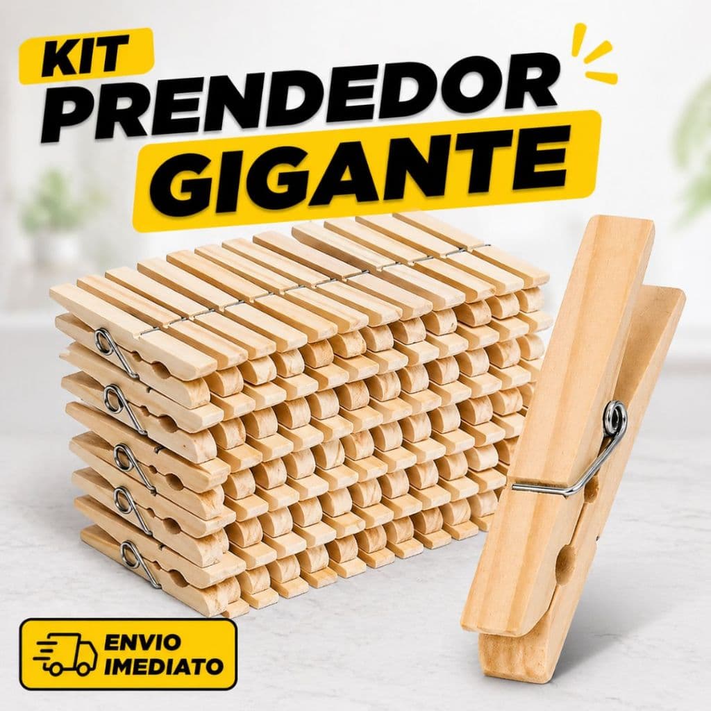 Pregador de Madeira Gigante Reforçado Kit com 12, 24 ou 36 unidades Alta Resistência Varal