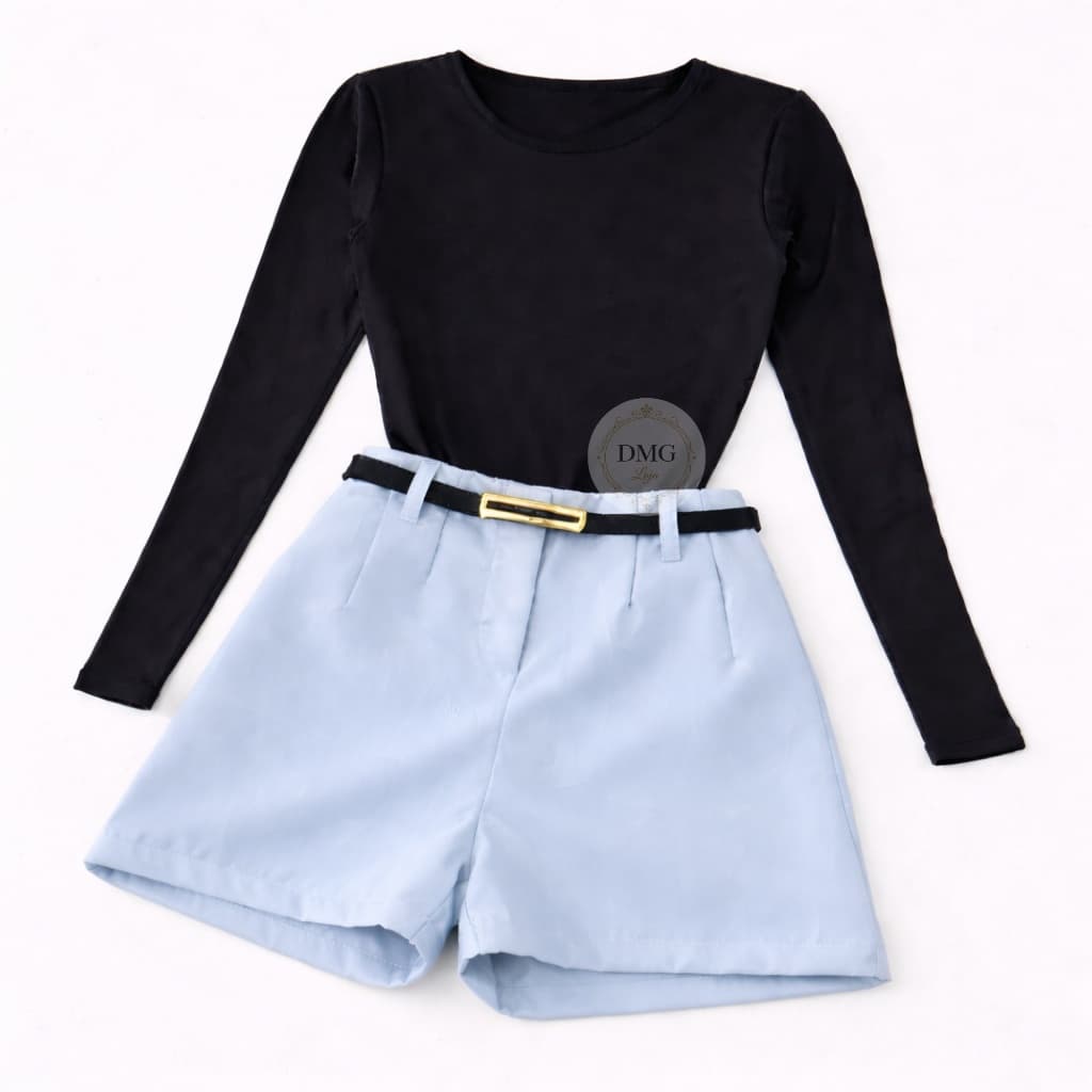 Conjunto Feminino Body Manga Longa + Short Alfaiataria