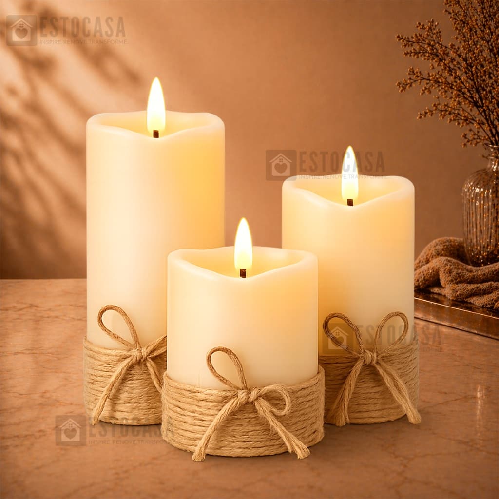 Kit 3 Velas de Led Eletrônicas Decoração Rústico Casamento Jantar Romântico