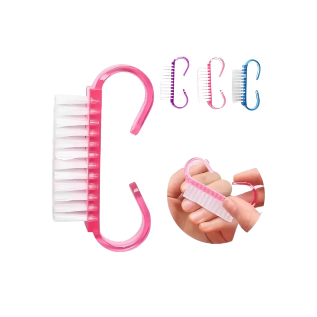 Escovinha de Unhas com Cerdas de Nylon e Cabo Anatômico Deslizante - Compacta e Prática
