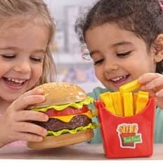 Kit Lanchonete Brinquedo Comidinha Infantil Cozinha Hamburguer Batata Fritas Educativo