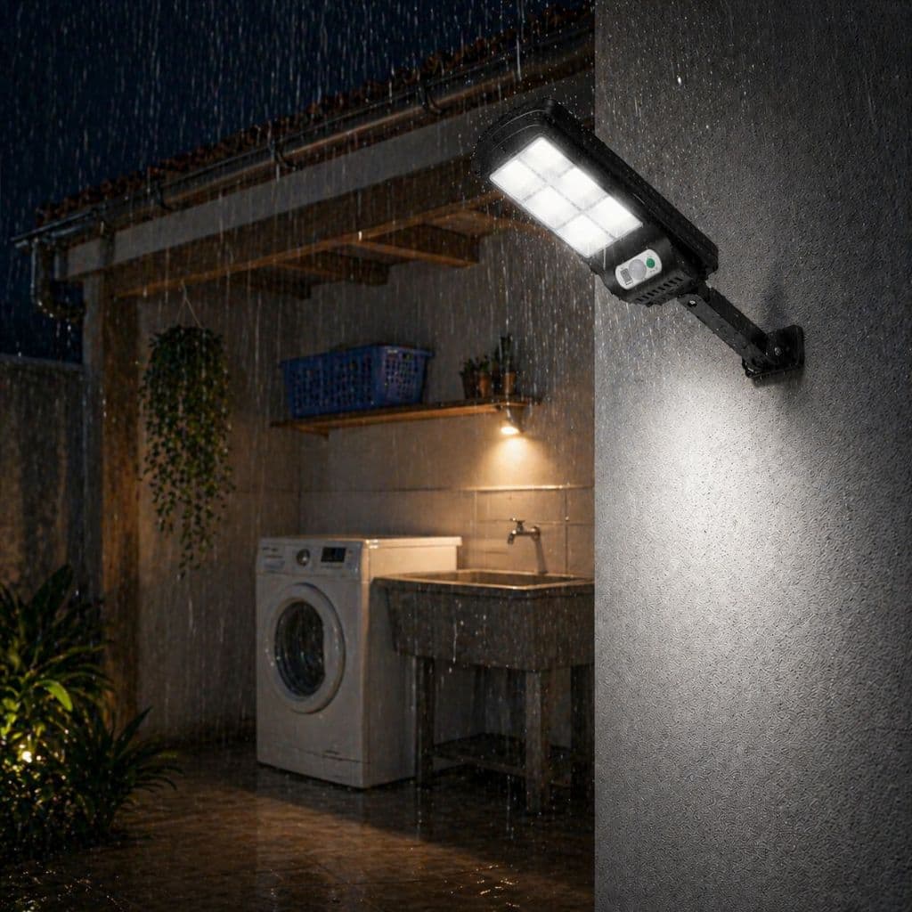 Luminária Solar LED com Sensor de Movimento Controle Remoto IP67 Luz Externa Jardim Parede Segurança Iluminação
