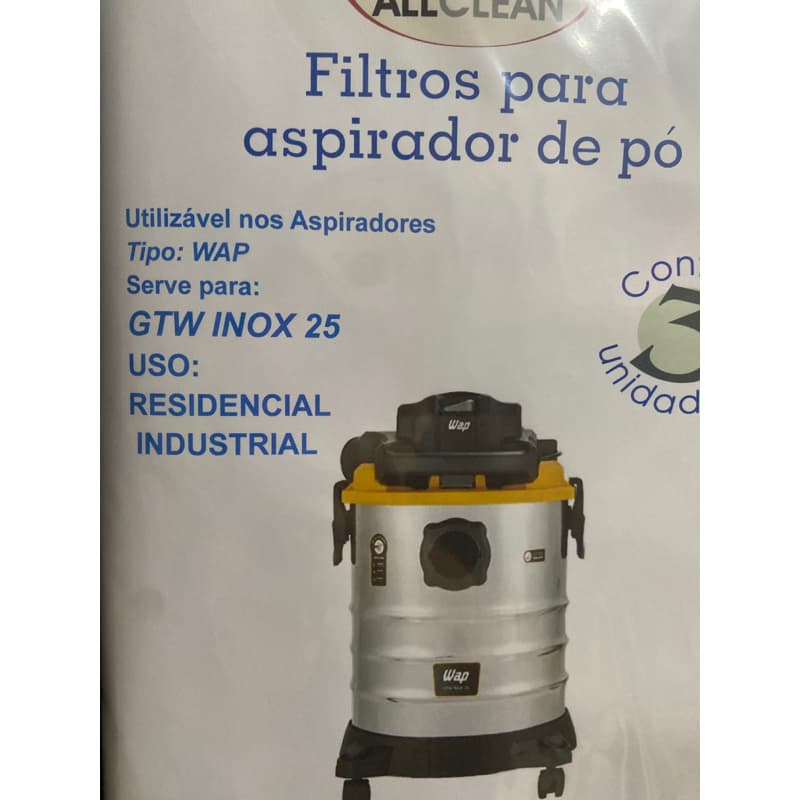 Saco Filtro Para Aspirador De Pó Serve Modelo Wap Gtw Inox 25 L.
