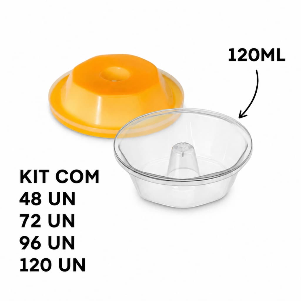 Forma para Pudim 120ml com Tampa Descartável Pequena e Forneável