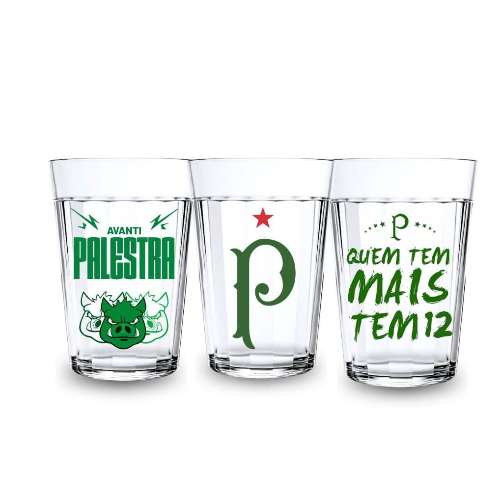 Kit 3 Copos Americanos Estampados Avanti Palestra Futebol 190ml