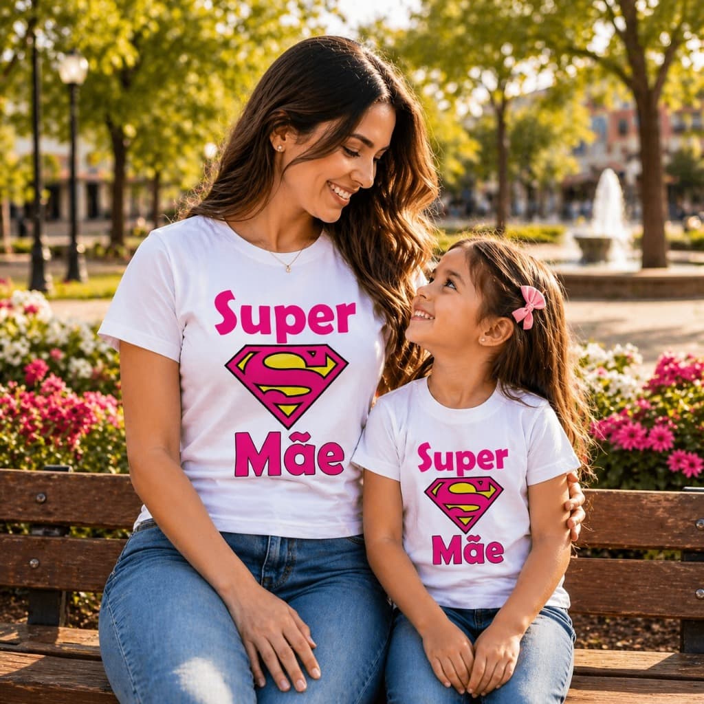 Camiseta Tal Mãe Tal Filha Super Mãe Estampa Rosa Presente Dia das Mães Envio Rápido