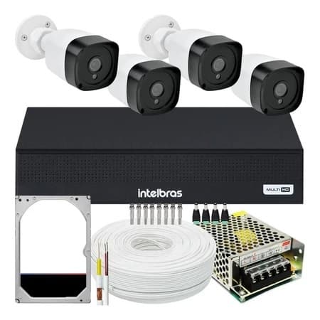 Kit 4 Cameras Segurança Hd  Dvr Intelbras 4 Canais Promo04