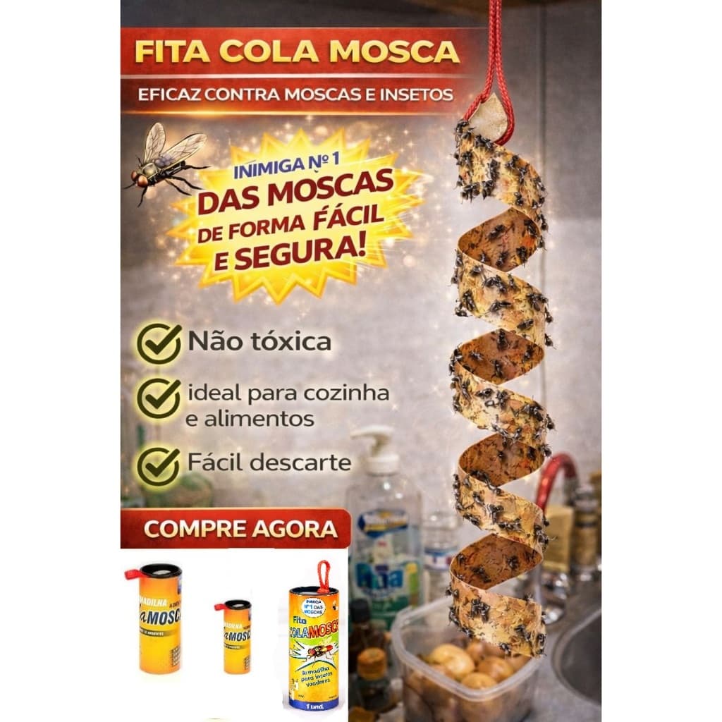 Fita Pega Mosca e Mosquito - Fita Cola Pragas Voadoras