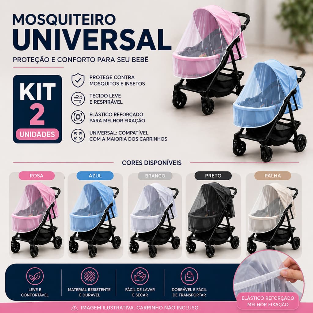 KIT 2 unidade de Mosquiteiro Universal Infantil – Proteção, Conforto e Segurança