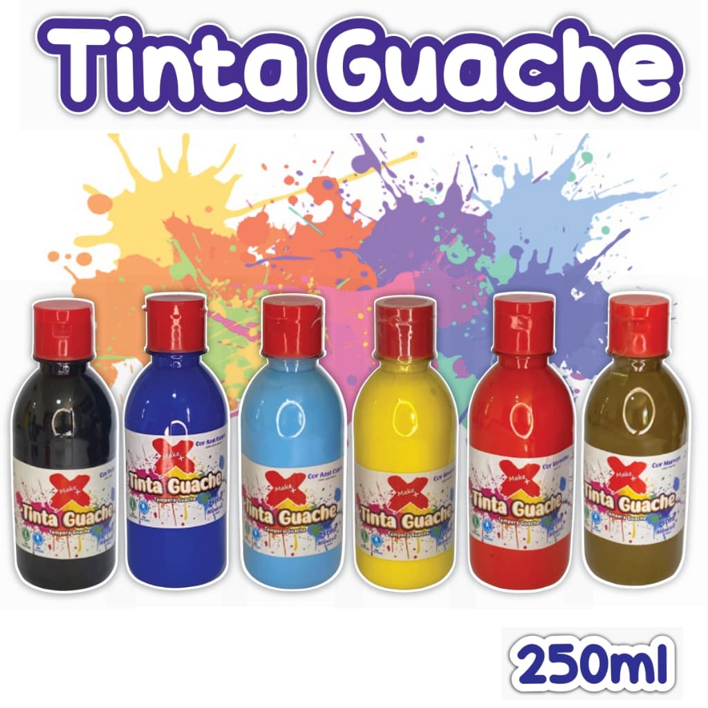 Kit Tinta Guache 250ml Multi colorido, Átoxico / Make mais