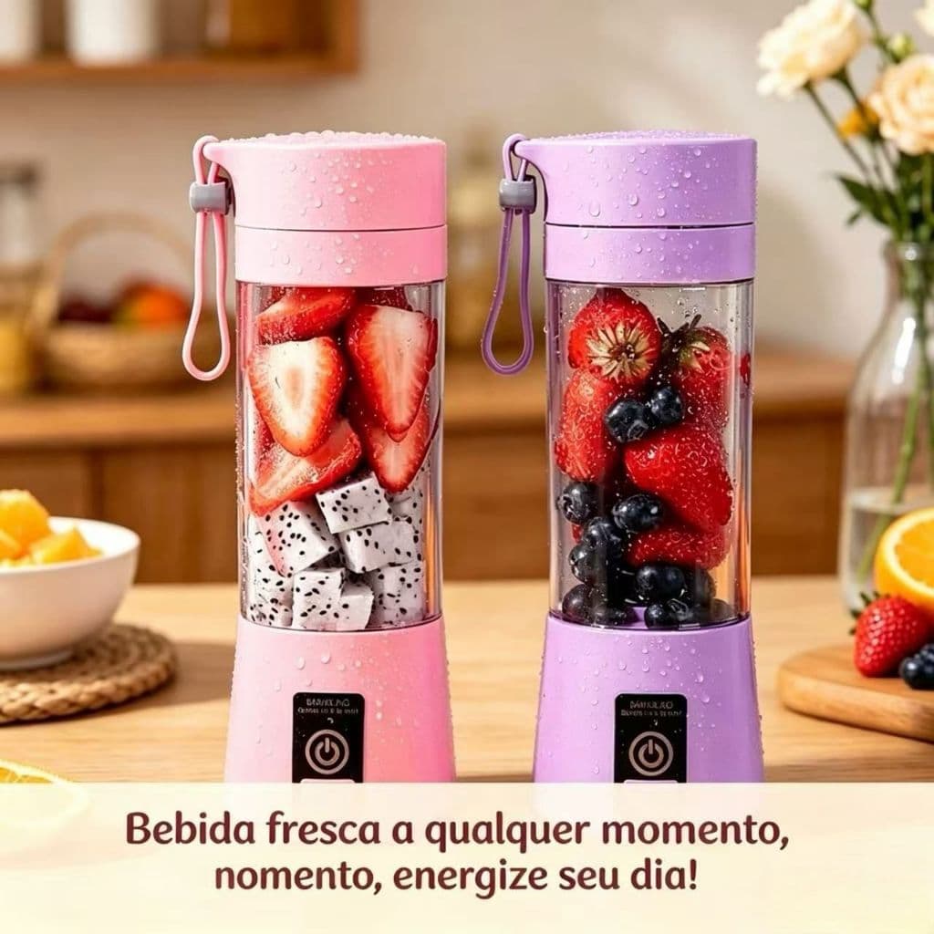 Mini Liquidificador Portátil Shake 6 Laminas + Cabo USB-SE3095