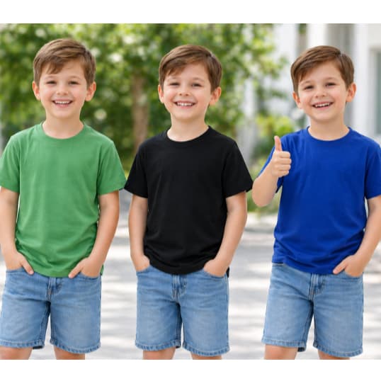 Kit Camiseta Infantil Algodão 100% Básica Lisa Confortável 2 3 5 Peças Cores Sortidas