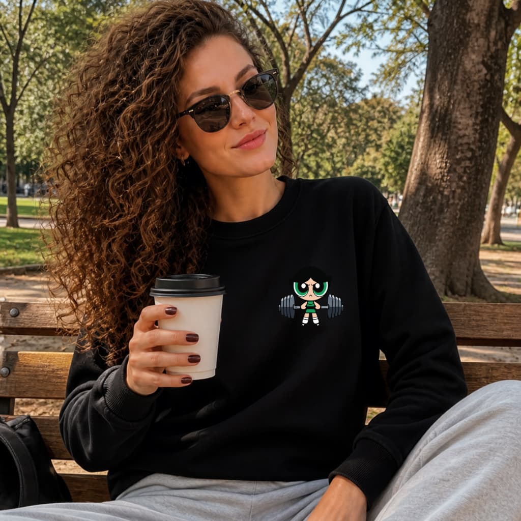 Moletom Feminino Gola Careca Leve Confortável Casual Dia a Dia Estiloso Estilo Cartoon Meninas Super Poderosas
