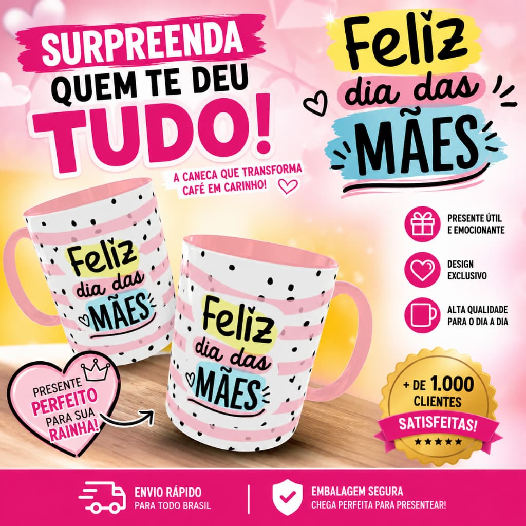 Caneca Dia Das Mães Personalizada Com Foto e Nome | Presente Único e Emocionante | Envio Rápido | Presente Perfeito