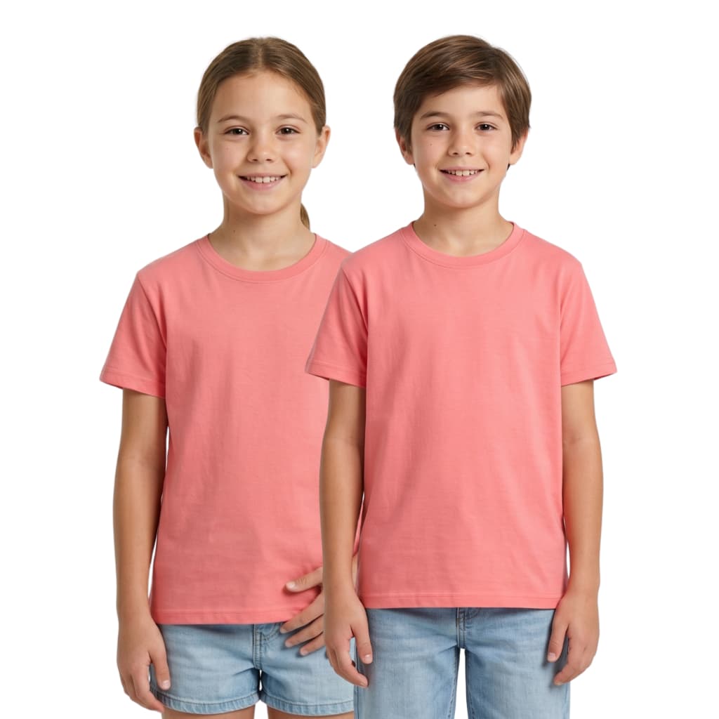 Camiseta Infantil Unissex Manga Curta de Algodão Rosa Chiclete