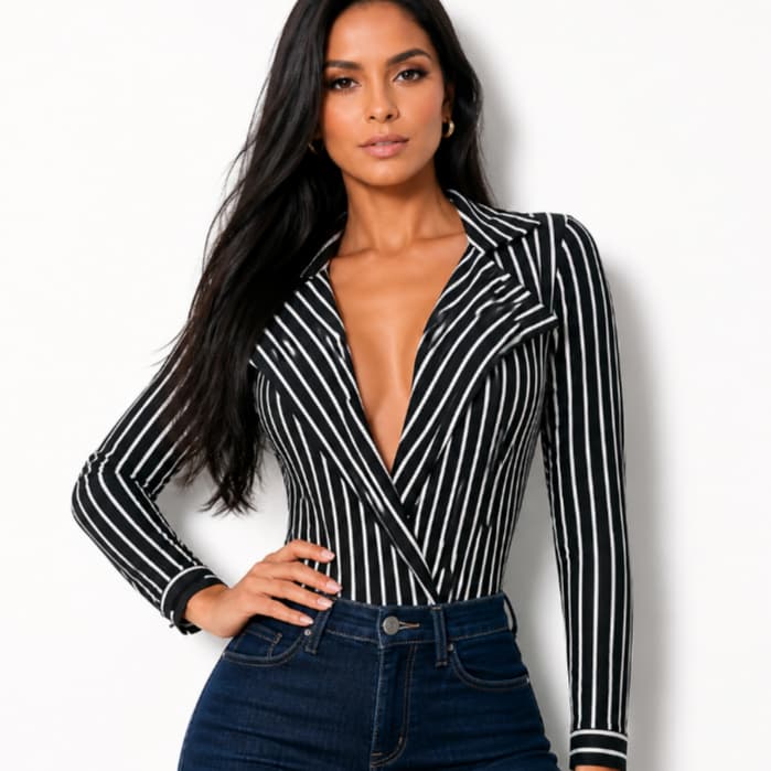 Body Feminino Blazer com Bojo – Modela a Cintura, Manga Longa Suplex, Elegante e Não Amassa