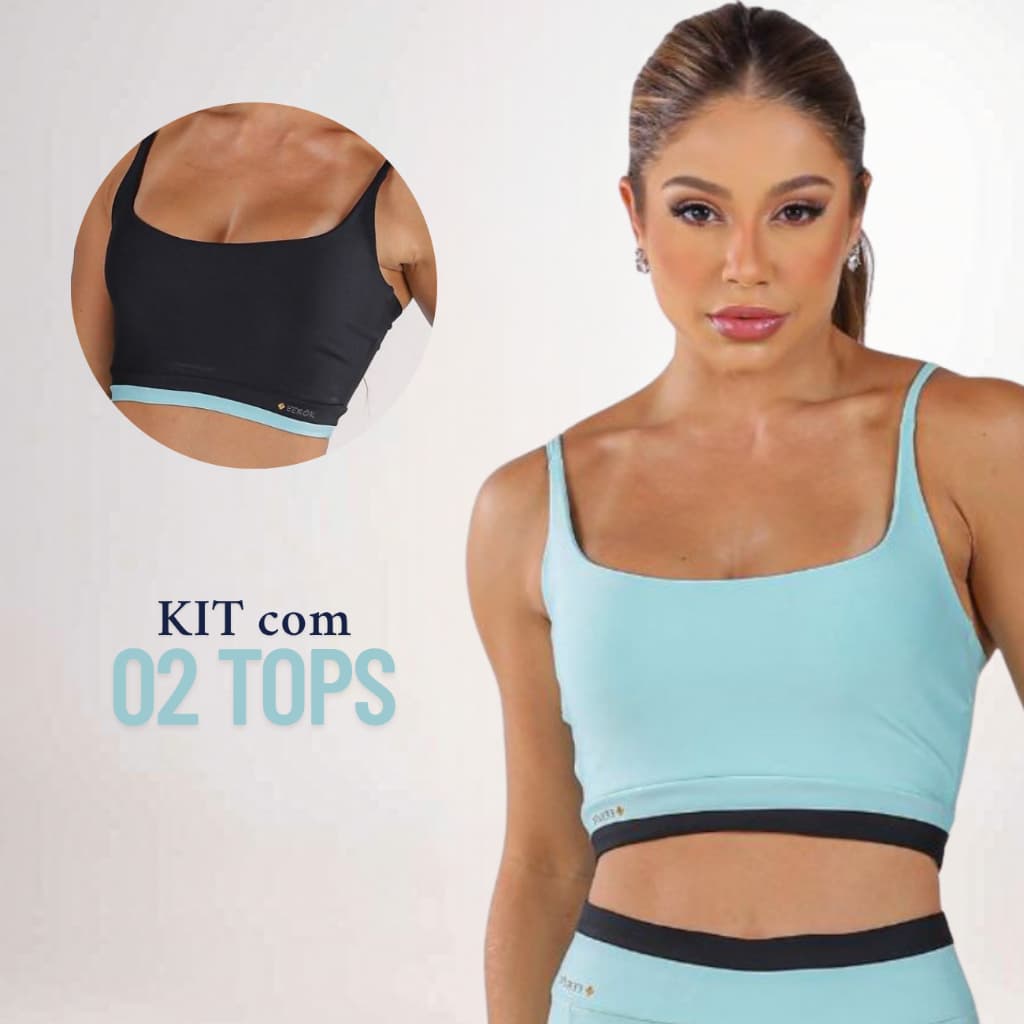 Kit 2 Top Premium Tecido Duplo Ótima Sustentação e Zero Transparência - Roupa de Academia Feminina