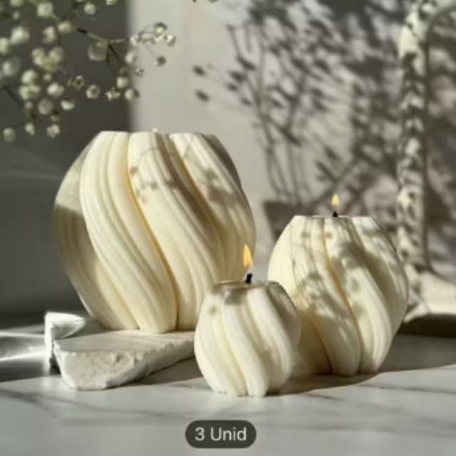 Trio Velas lux Decorativa Décor artesanal Espiral