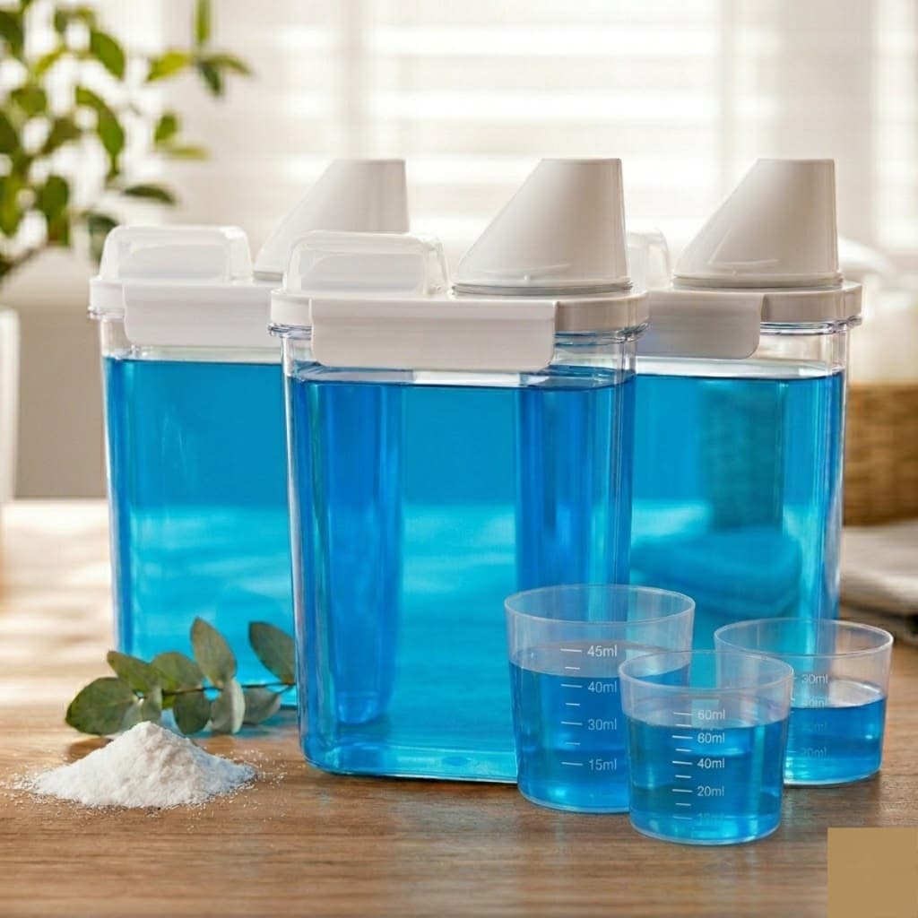 Kit 3 Porta Sabão Amaciante Dispenser Helsim Lavanderia