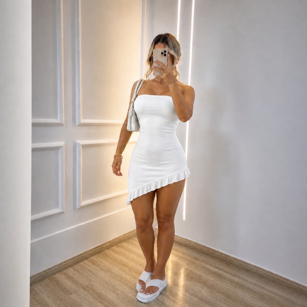 Vestido Midi Tomara Que Caia Com Babado Moda Latina 2025 Suplex Premium ( OZI )
