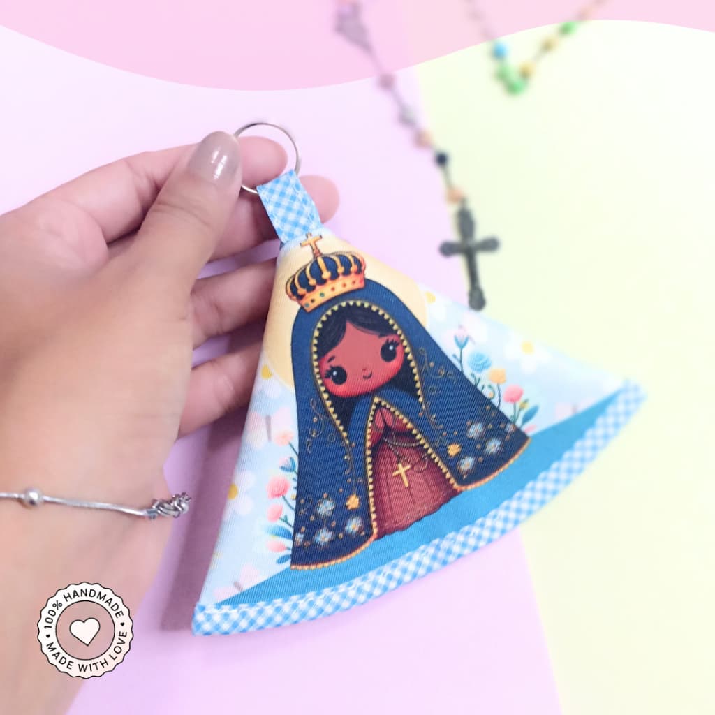 Porta Terço Nossa Senhora Aparecida Chaveiro Católico Proteção Religioso Presente Lembrancinha Devocional