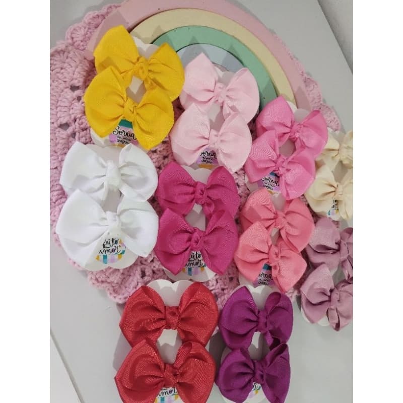 kit 10 laços cruzado, laços de cabelo infantil, laço de menina, laço no bico de pato, faixinhas de bebê.
