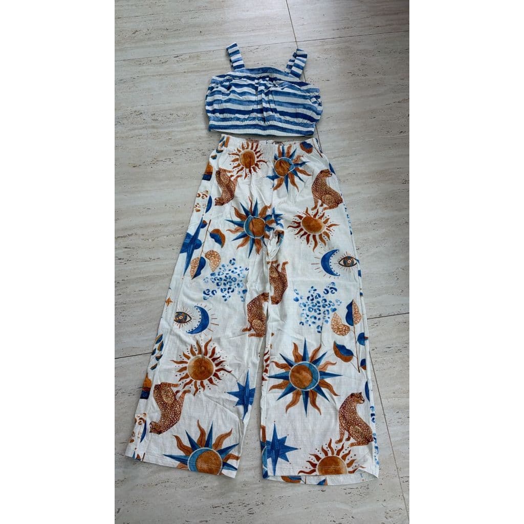 Conjunto blusa croped e calça verão tamanho 10