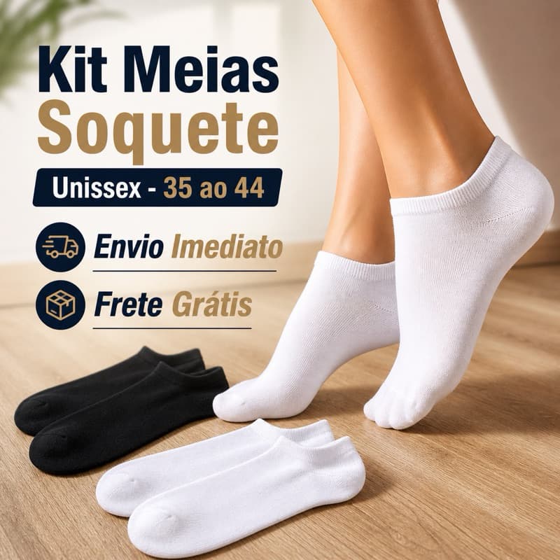 Kit até 24 Pares de Meias Unissex Soquete Cano Curto Casual Esportiva Meia de Algodão