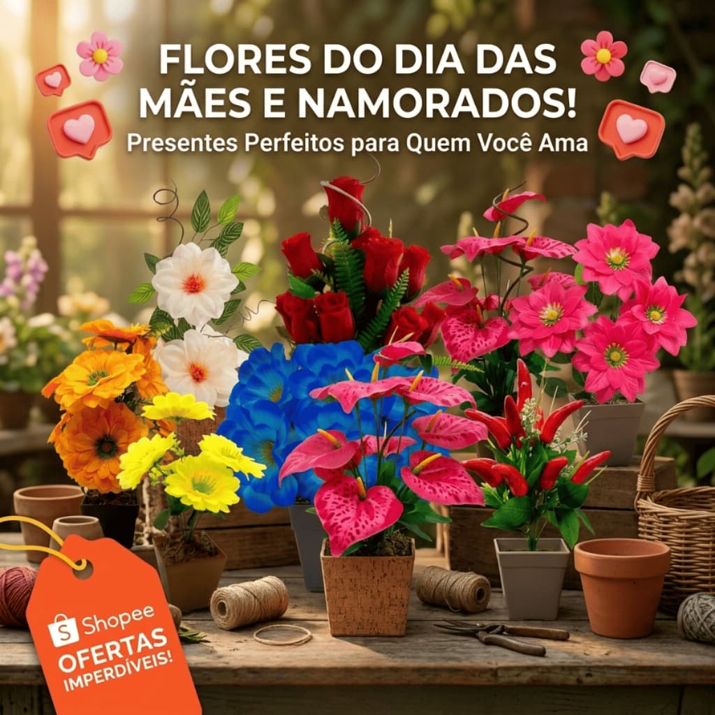 flores artificiais para decoração com Vaso - Presente para o Dia das Mães Dia Dos Namorados