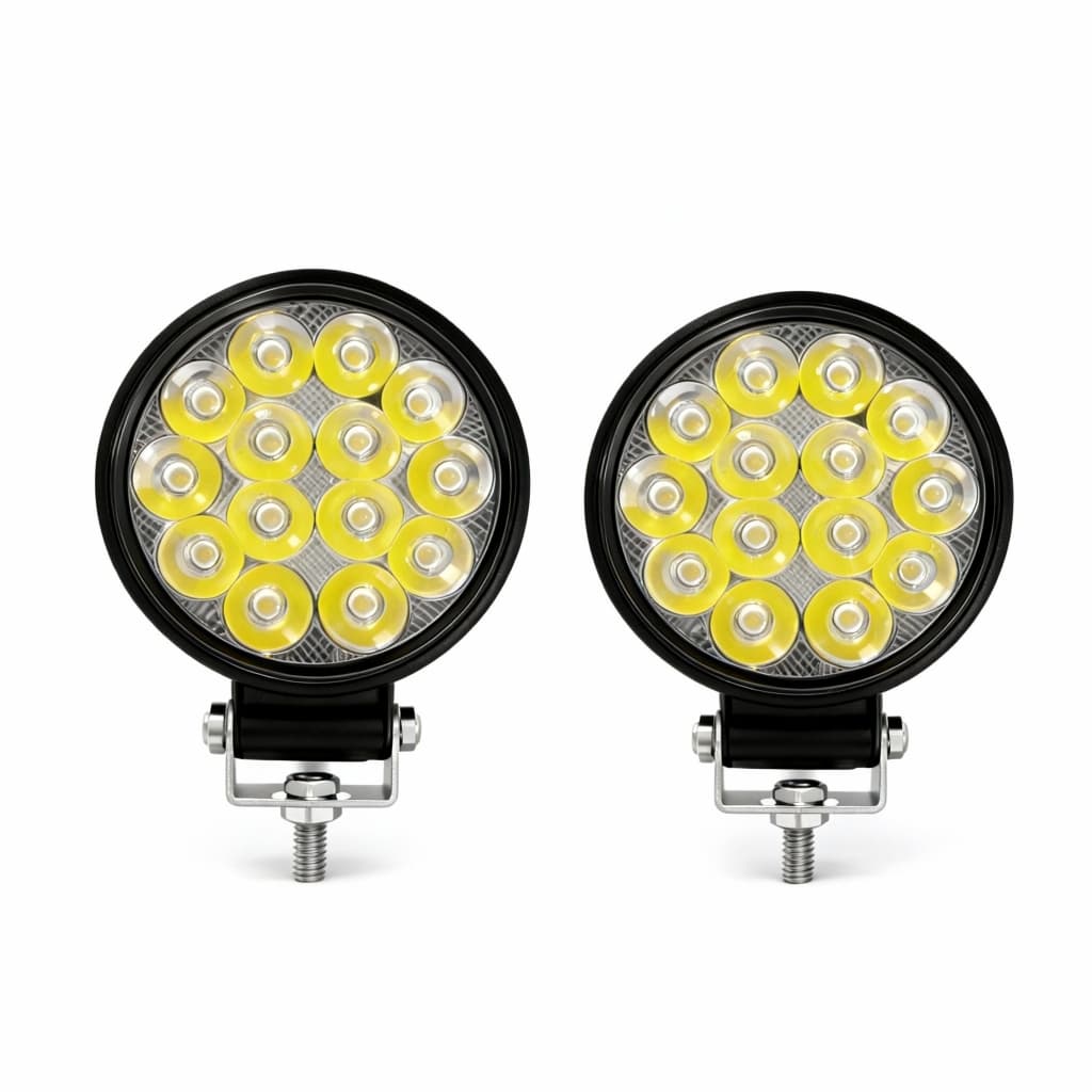 Kit 2 Farol De Milha Redondo Mini 42w 9/36v Power Universal