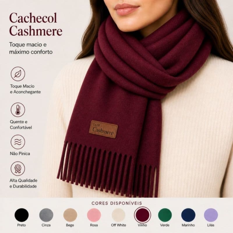 Cachecol Inverno Luxo Estilo Europeu Super Quente e Leve