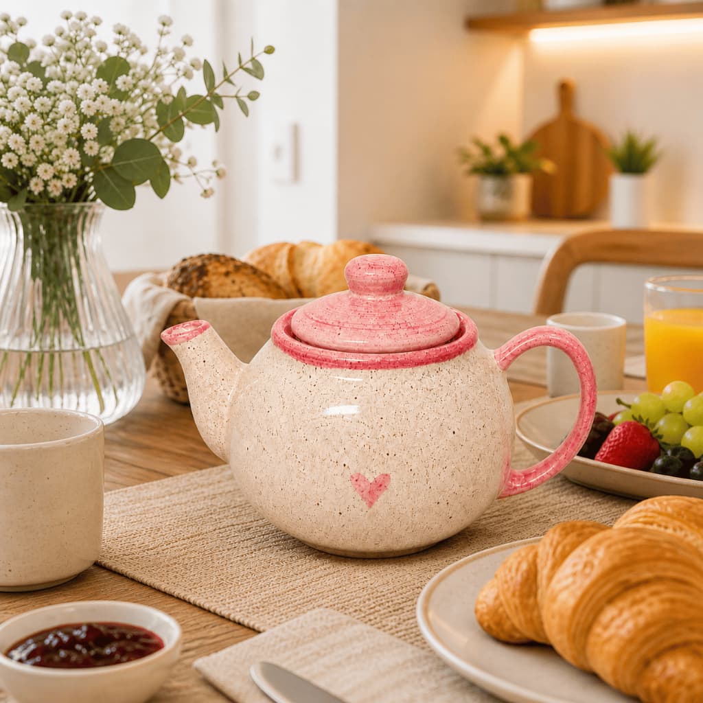 Bule Chaleira para Café ou Chá Louça Cerâmica Mesa Posta 600ml P/ Cozinha, Café da Manhã Decoração Presente e Cozinha