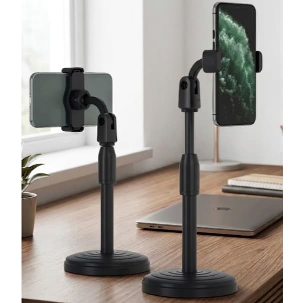 Tripé de Mesa para Celular Ajustável 360° Portátil Suporte Smartphone Altura Regulável 26 a 36cm Preto