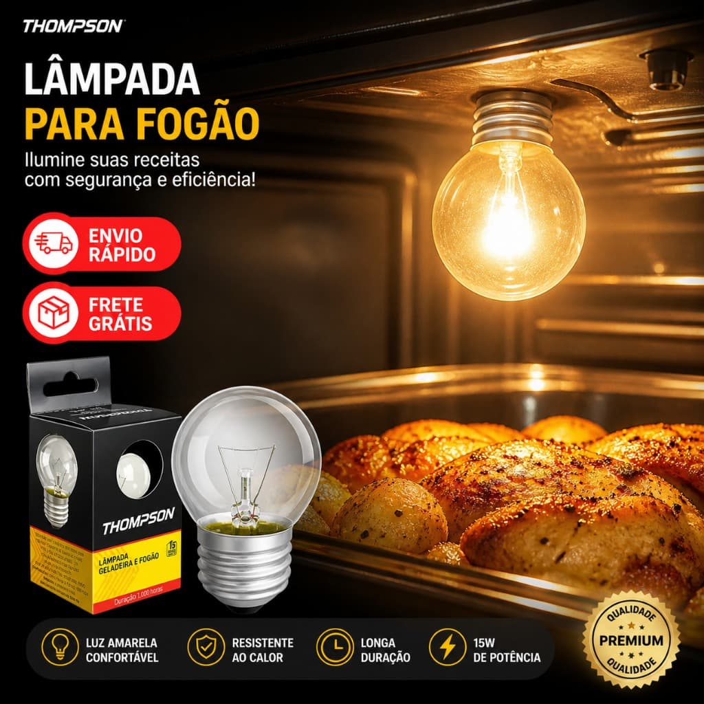 Lâmpada Para Geladeira antiga Fogão 127v ou 220v 40w E27 branco quente amarela