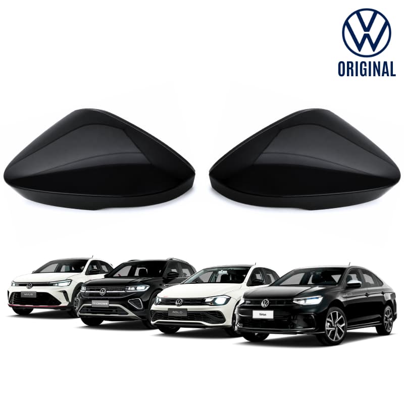Par Capa Retrovisor VW Polo Virtus T-Cross Nivus Preto Ninja Original 2GP857538A 2GP857537A