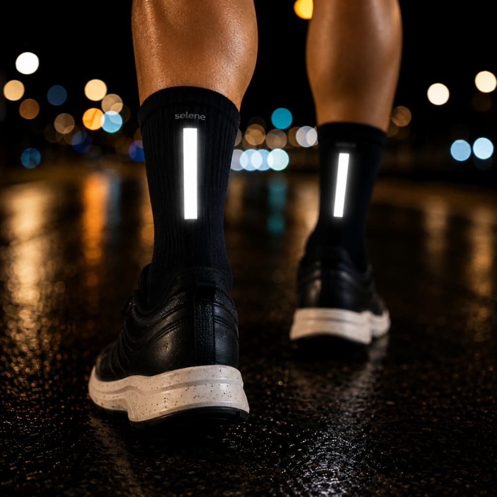 Meia Ciclismo Noturna Sinalizador Refletivo Selene Eportiva Corrida Bike Academia Caminhada Noturna