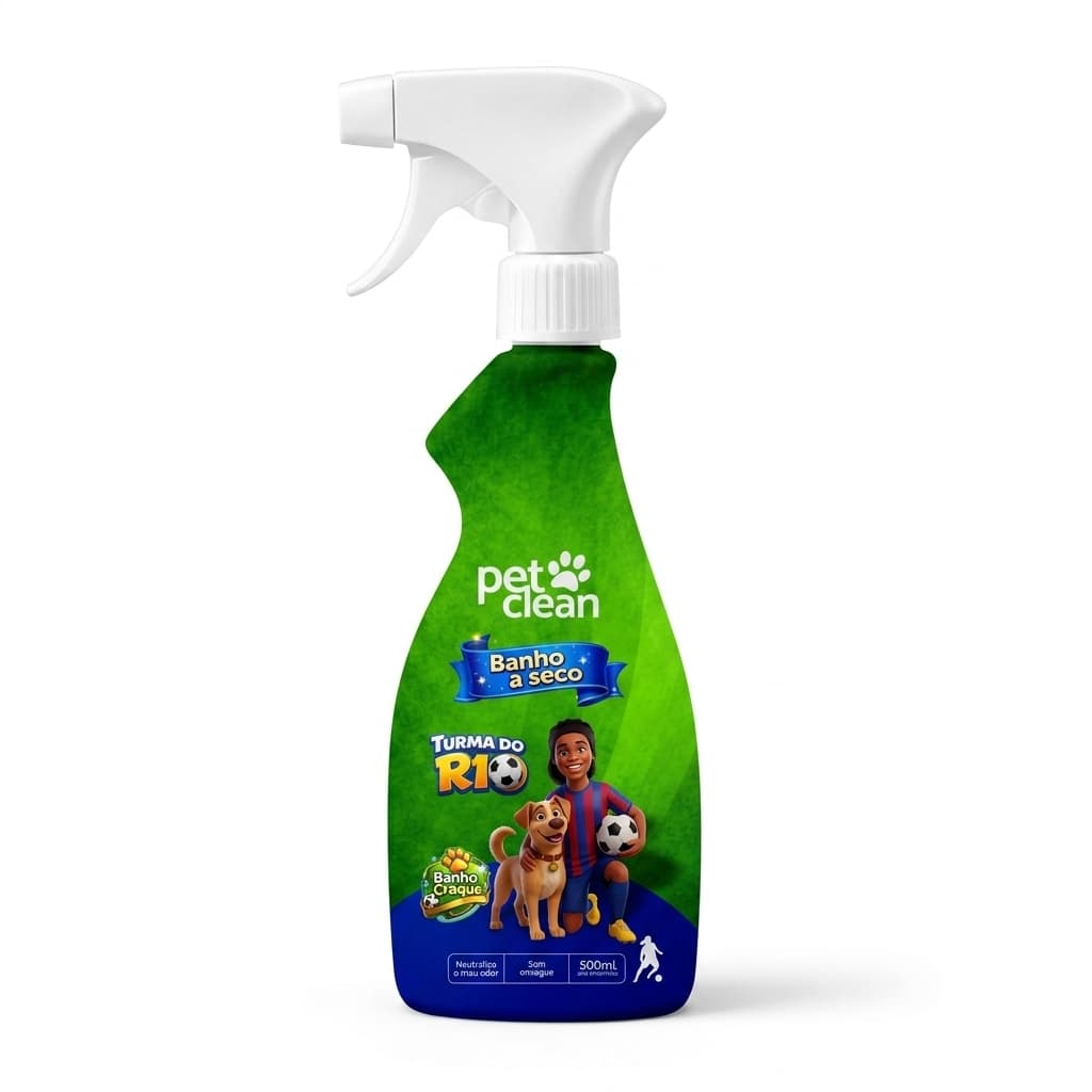 Banho a Seco Cães Pet Clean Turma do R10 500ml Neutraliza Odor Sem Enxague Banho Craque