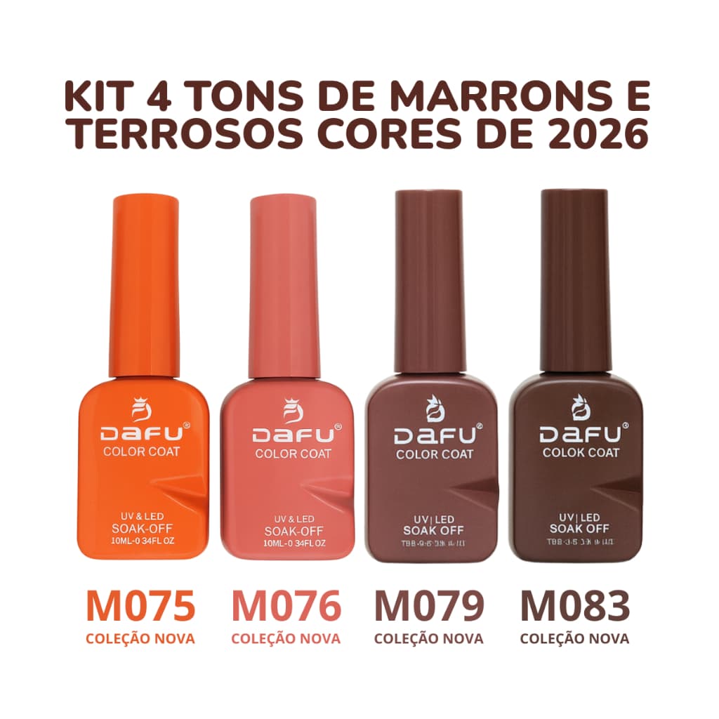 Kit Esmaltes DAFU Gel Marrom Nude VermelhoS Vinhos Pastéis LED/UV Unhas Perfeita Cobertura 10ml