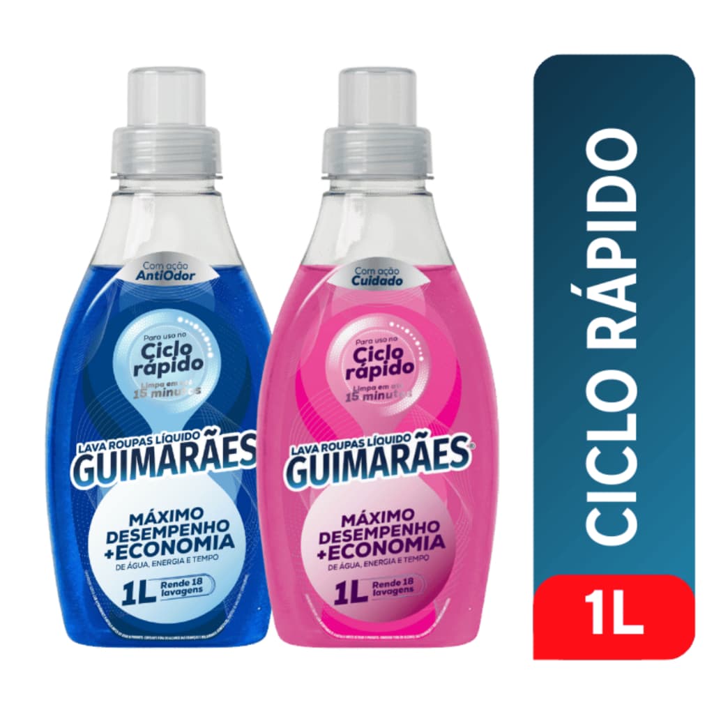 Lava Roupas Ciclo Rápido Guimarães 1l com ação Anti Odor e Enzimas