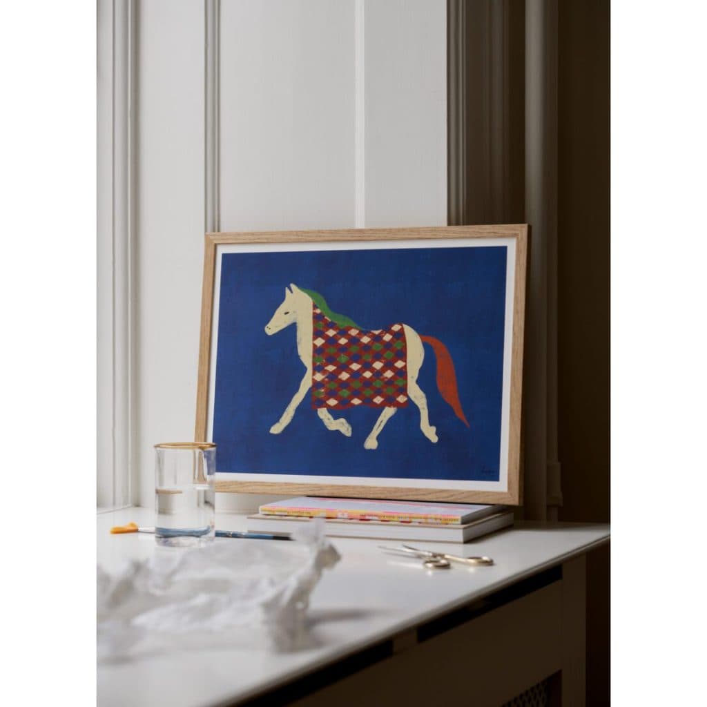 Quadro Decorativo Moderno Grande Cavalo Branco Quarto Sala Moldura e Vidro