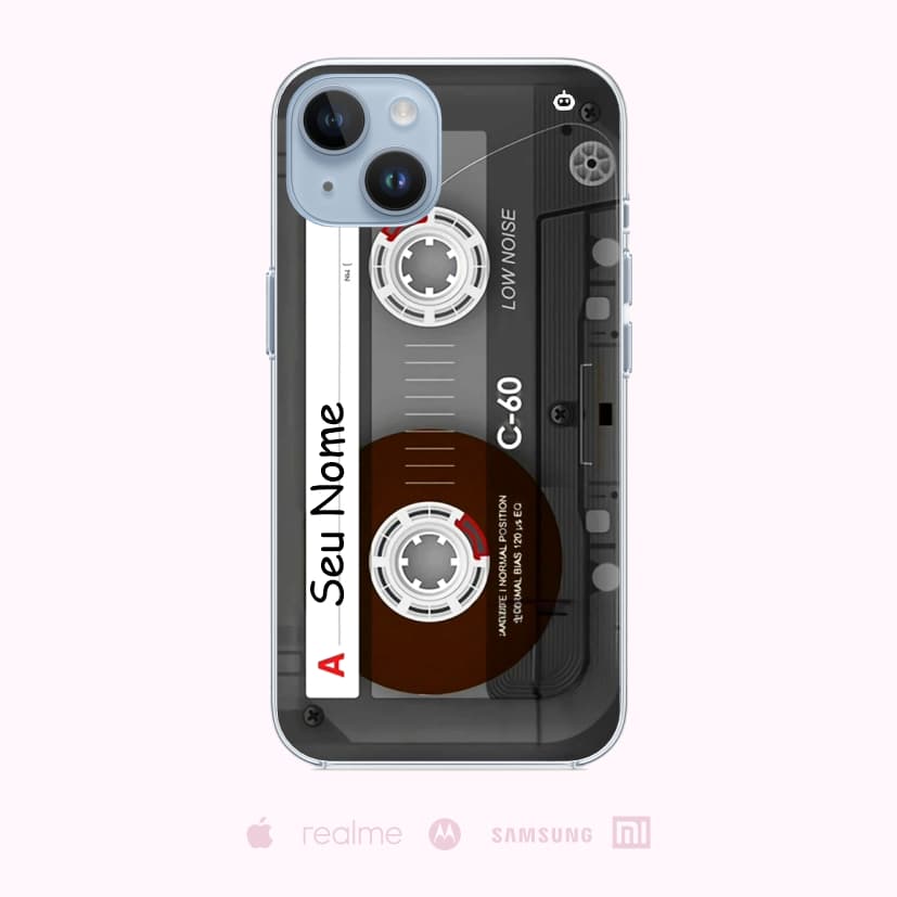 Capinha Celular Personalizada Fita k7 com seu Nome Alta Qualidade