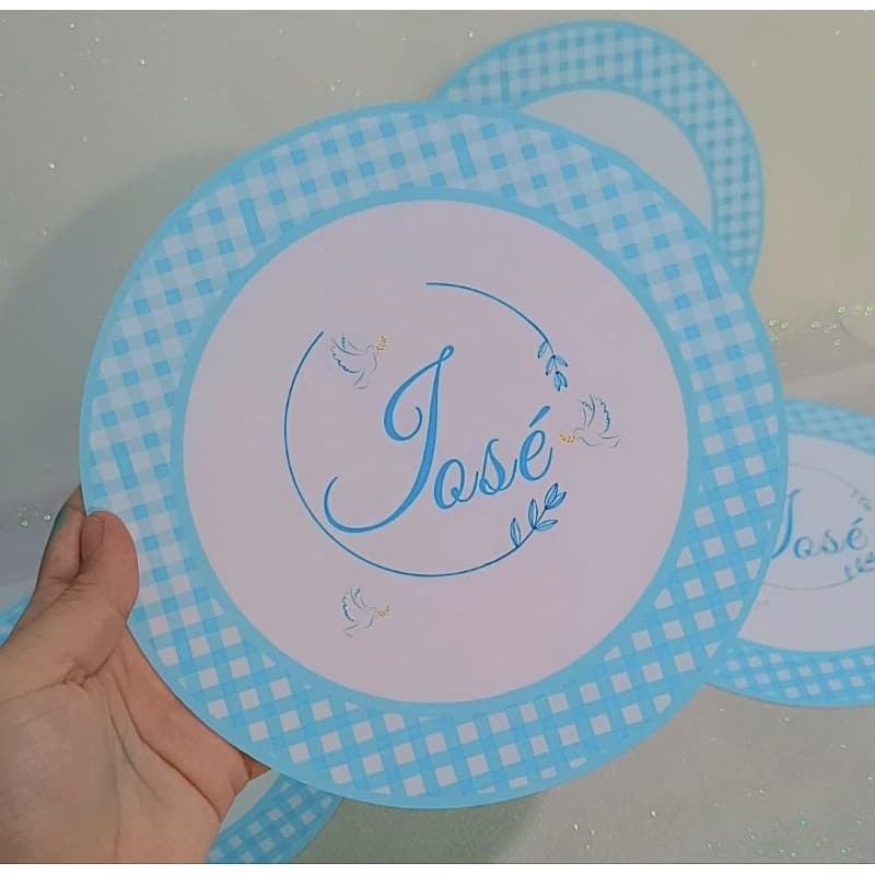 Kit 15/20/30/40/50 Sousplat para mesa de Festa Personalizado em Papel Fotográfico 230g Resistente – Batizado