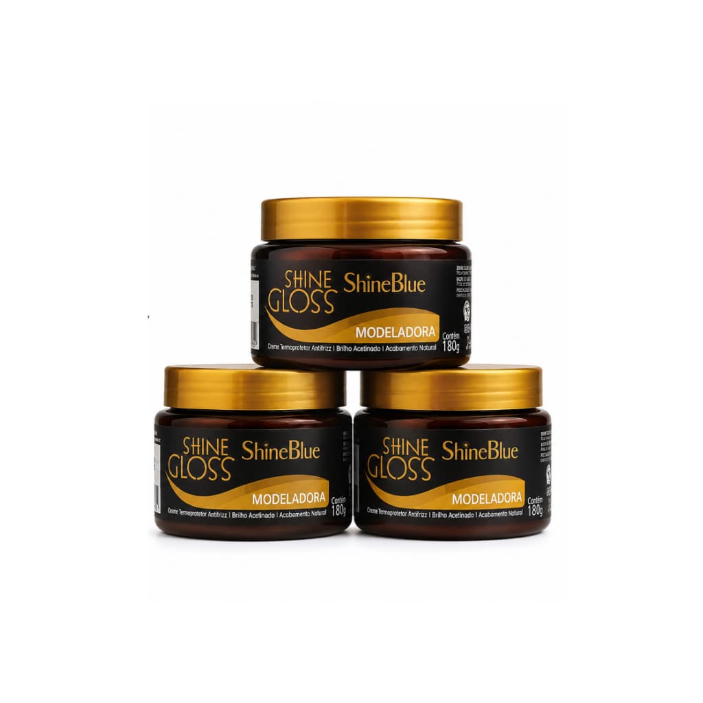 3 Pomadas Modeladora Fixadora Shine Blue 180g