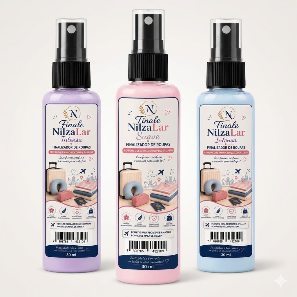 Finalizador de Roupas de Malas de Viagens Bolsas de Academia Finale Nilzalar Amaciador Portátil Cheiro Rico 30 ml